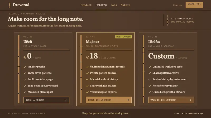 Fujara Flute — Web · pricing