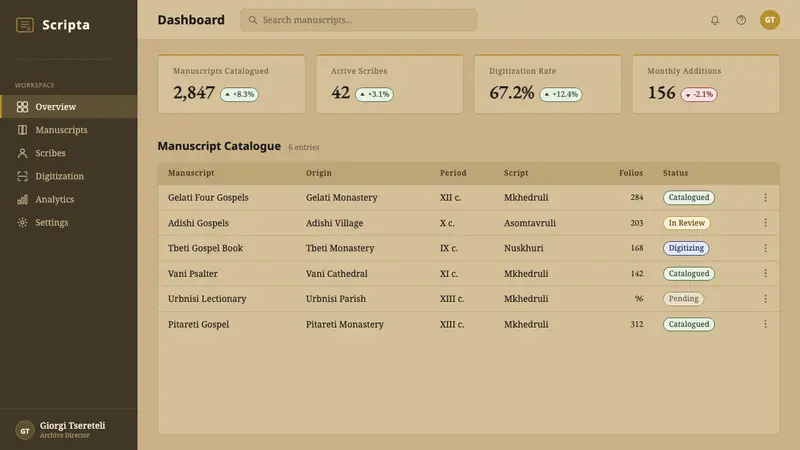 Georgian Mkhedruli — Web · dashboard