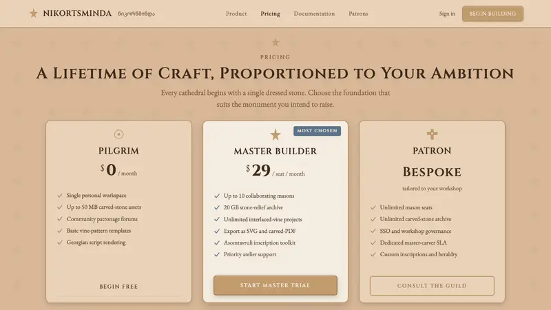 Georgian Nikortsminda Stone-Carving — Web · pricing