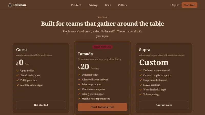 Georgian Qvevri Supra Feast — Web · pricing