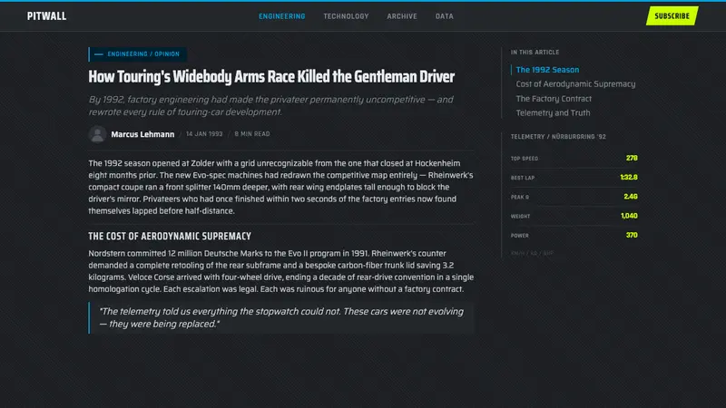 DTM Touring Car — Web · article