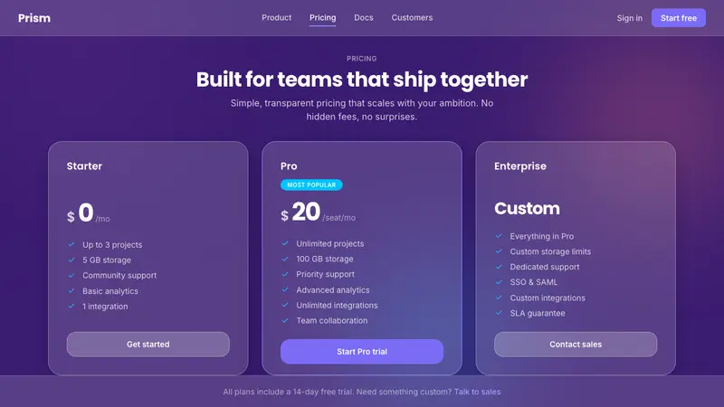 Glassmorphism — Web · pricing