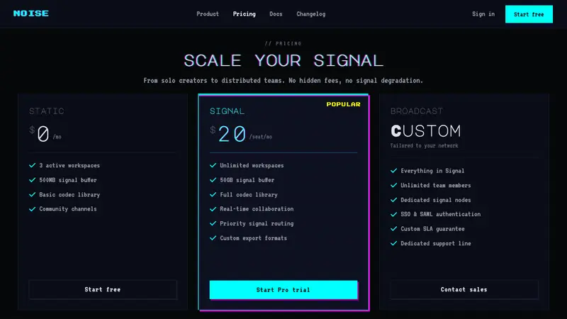 Glitch Datamosh — Web · pricing