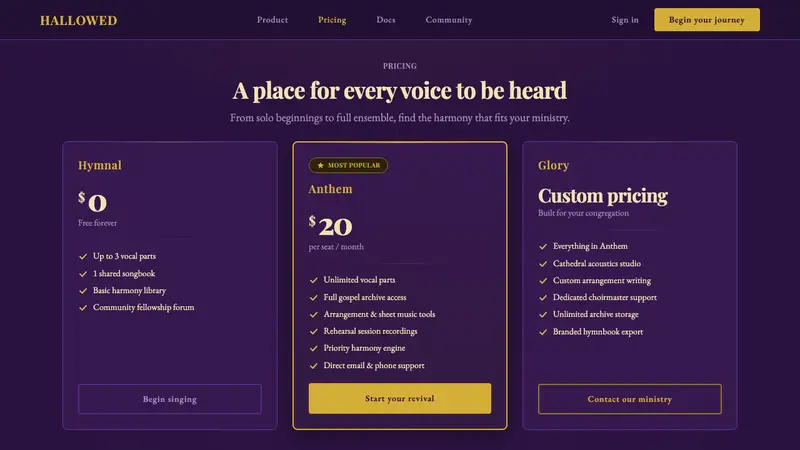 Gospel Quartet — Web · pricing