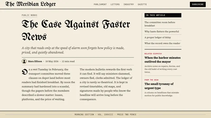 Gothic Blackletter Newspaper Masthead (1700) — Web · article
