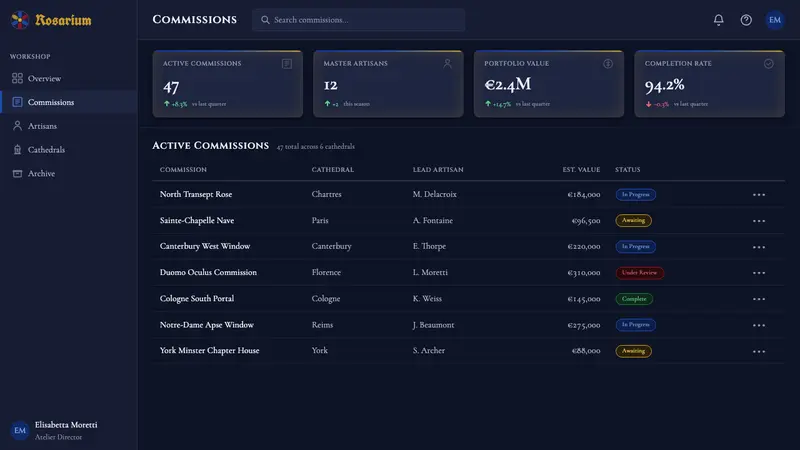 Gothic Rose Window — Web · dashboard