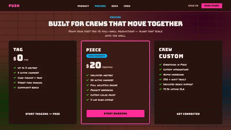 Wildstyle Graffiti — Web · pricing