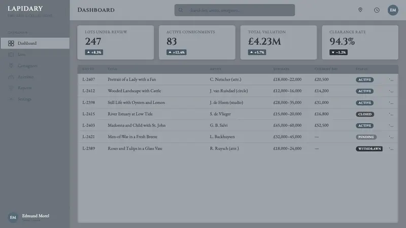 Grisaille Painting — Web · dashboard