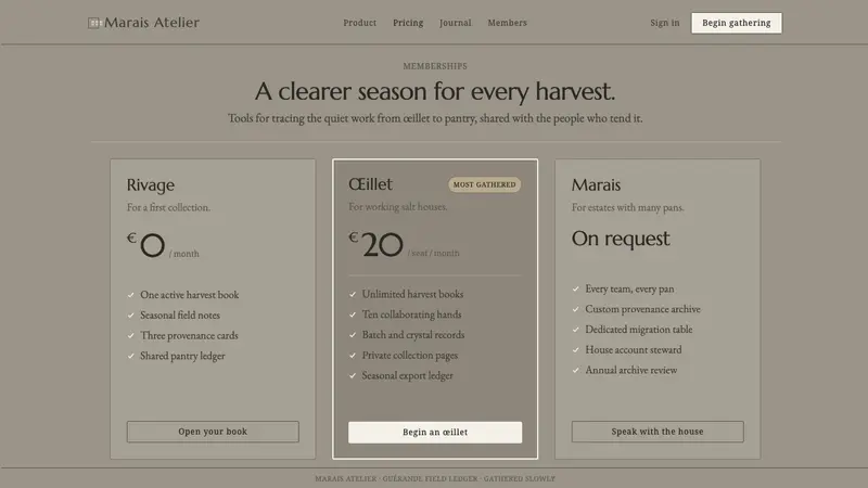 Guérande Fleur de Sel — Web · pricing