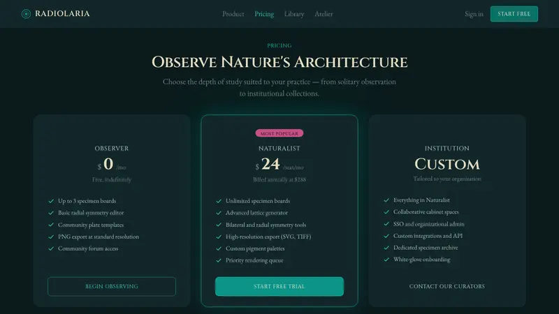 Haeckel Kunstformen — Web · pricing