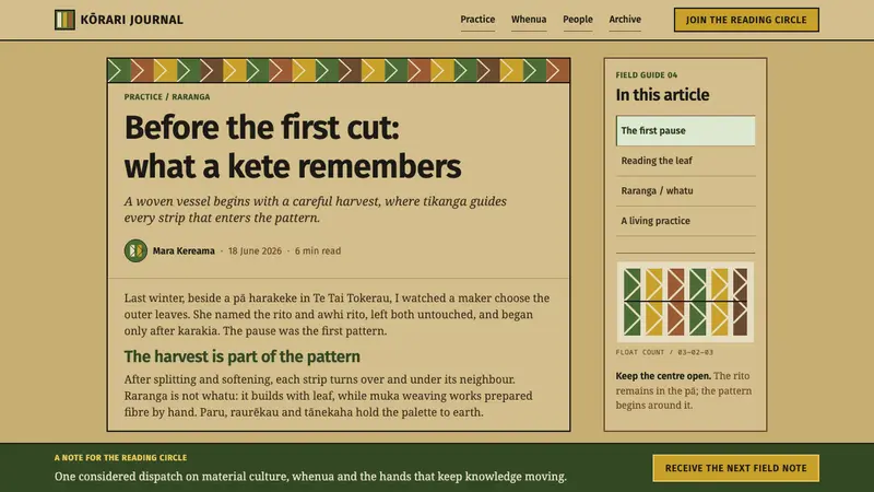 Harakeke Raranga Weaving — Web · article