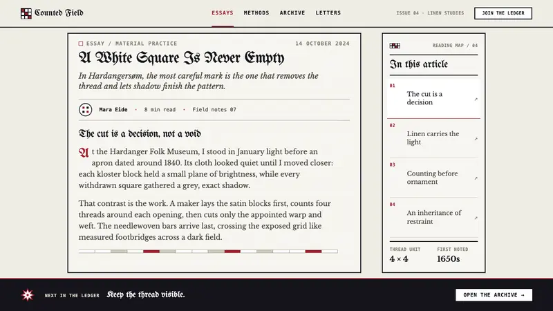 Hardangersøm Whitework — Web · article