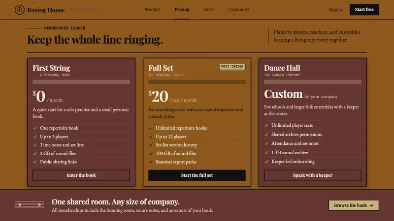Hardingfele Rosing — Web · pricing