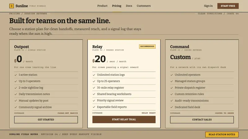 Heliograph Signalling — Web · pricing