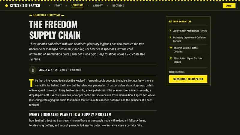 Helldivers (Super Earth) — Web · article