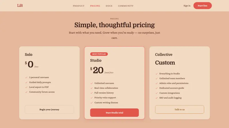 Her — Soft Future — Web · pricing