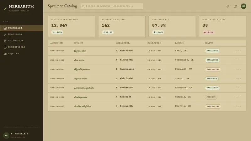 Herbarium Sheet — Web · dashboard