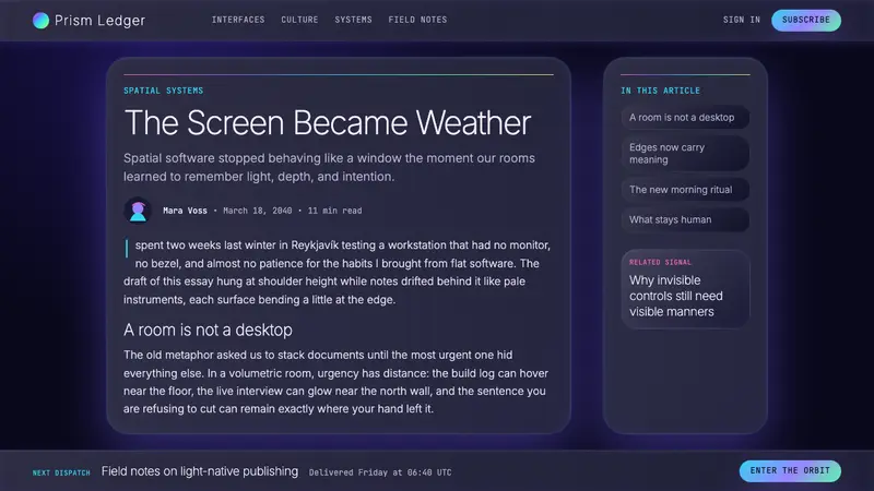 Holographic UI 2040 — Web · article