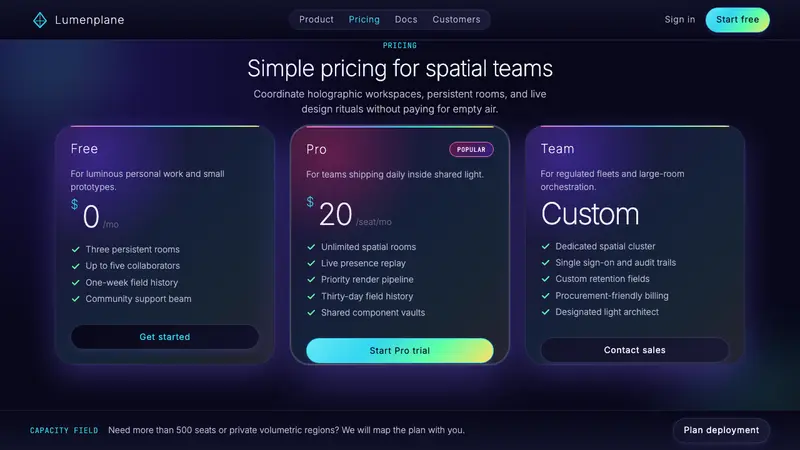 Holographic UI 2040 — Web · pricing