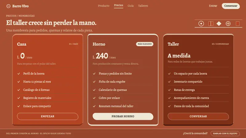 Lenca Pottery — Web · pricing