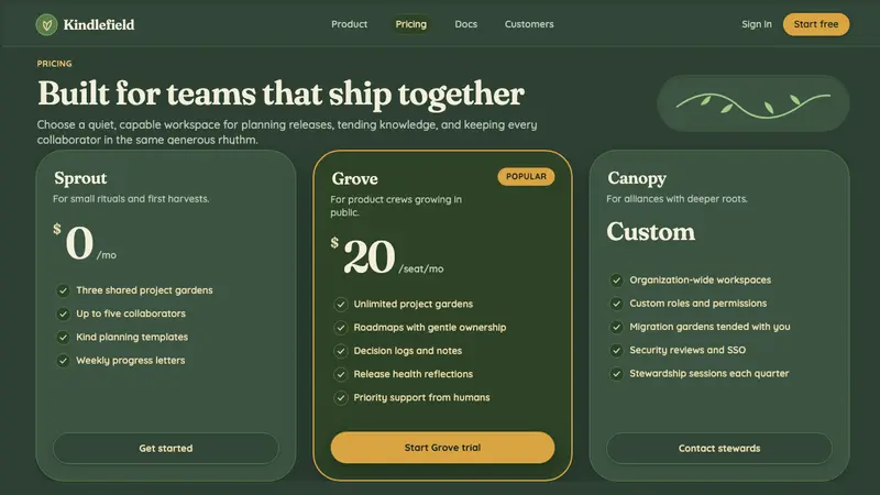 Hopepunk — Web · pricing