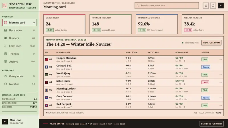 Racing Form Guide — Web · dashboard