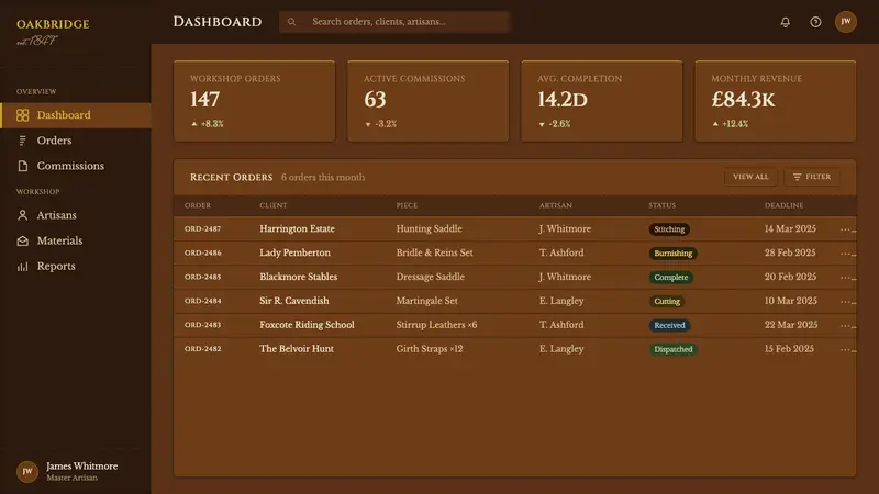 English Saddlery Tan — Web · dashboard