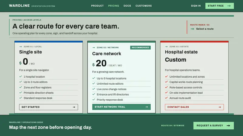 Hospital Wayfinding 1970 — Web · pricing