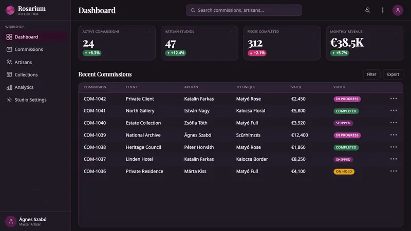 Hungarian Matyó Violet — Web · dashboard