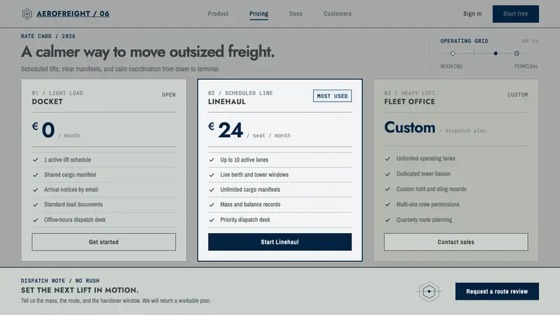 Hydrogen Airship Freight — Web · pricing
