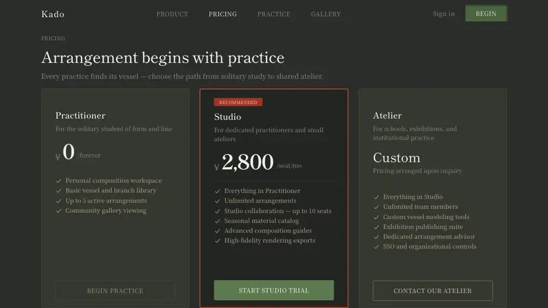 Ikebana Sōgetsu — Web · pricing