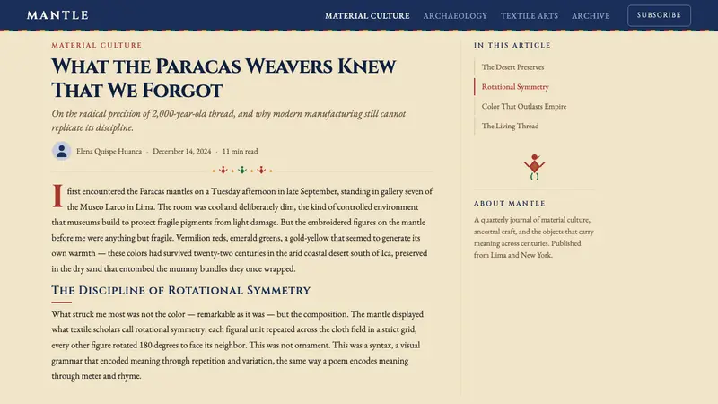 Paracas Andean Textile — Web · article