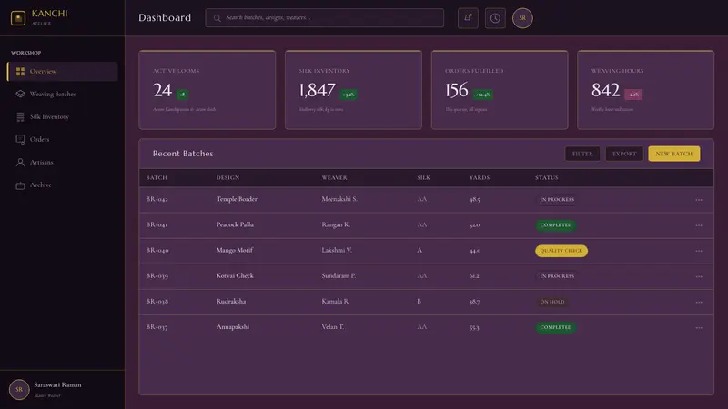 Indian Brinjal Temple Textile — Web · dashboard