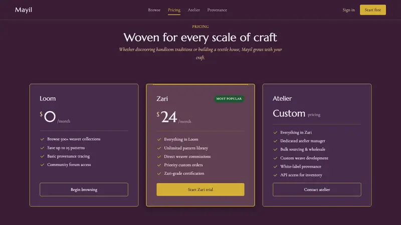 Indian Brinjal Temple Textile — Web · pricing