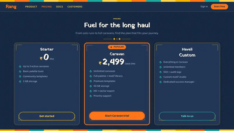 Indian Dhaba Truck-Art Menu — Web · pricing