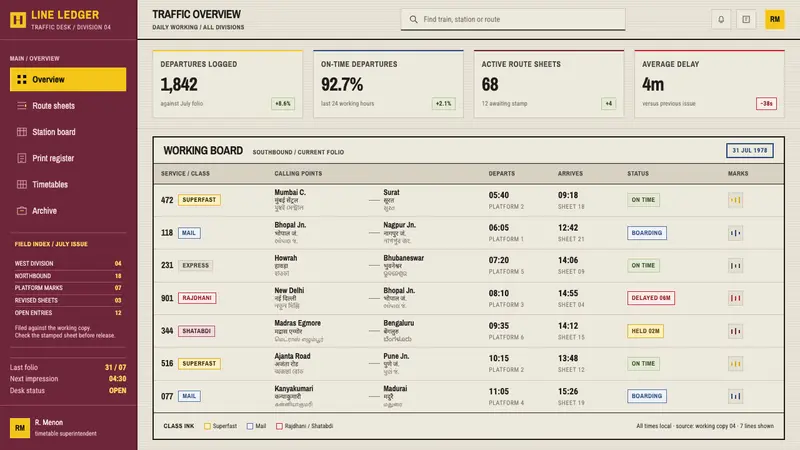 Indian Railways Timetable — Web · dashboard