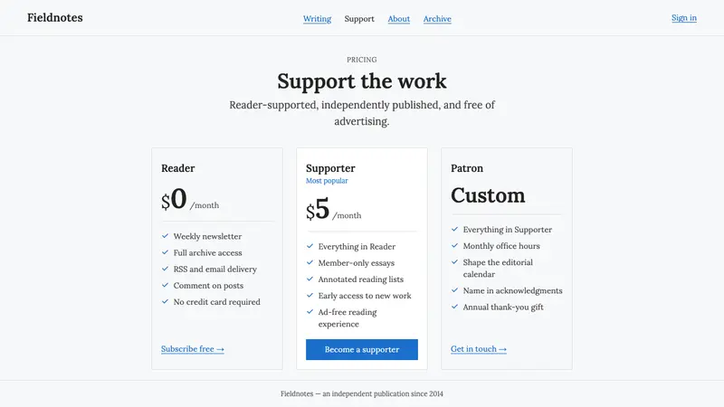 IndieWeb / Personal Site — Web · pricing