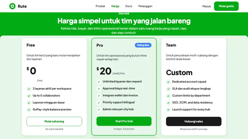 Gojek Superapp — Web · pricing