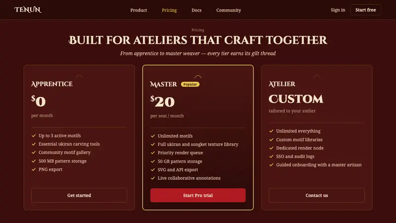 Minangkabau Rumah Gadang — Web · pricing