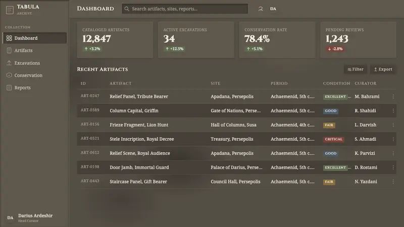 Persian Gray Stone Relief — Web · dashboard