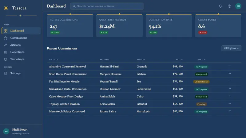 Islamic Geometric Art — Web · dashboard