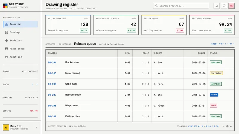 ISO Technical Drawing — Web · dashboard