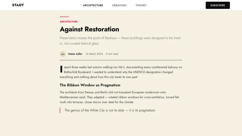 Israeli Bauhaus Tel Aviv (White City) — Web · article