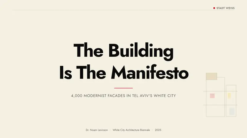 Israeli Bauhaus Tel Aviv (White City) — Slides · cover