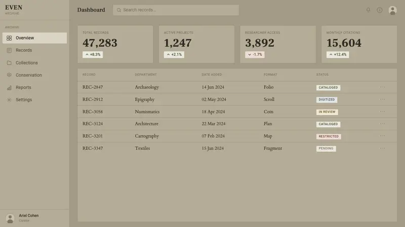Jerusalem Stone Gray — Web · dashboard