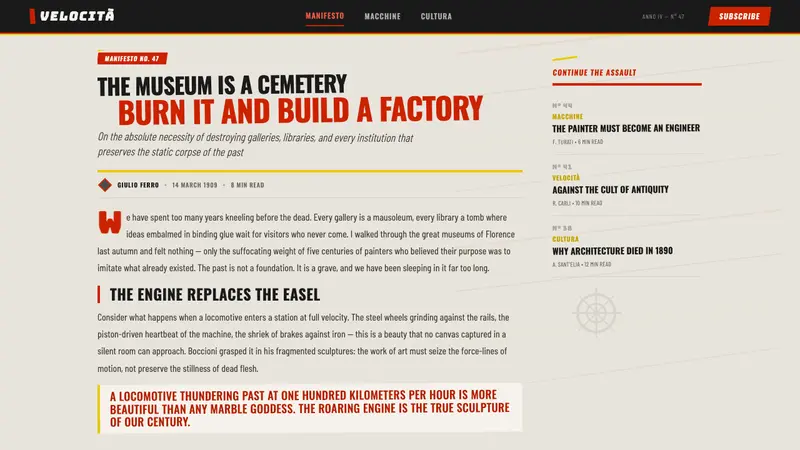 Italian Futurism (Marinetti 1909) — Web · article