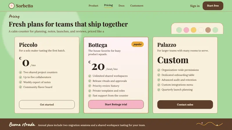 Italian Gelato Shop — Web · pricing