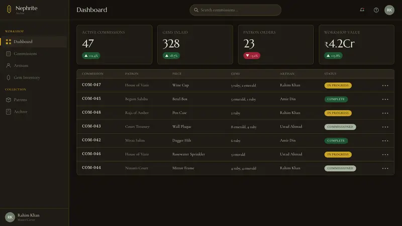 Mughal Jade Carving — Web · dashboard