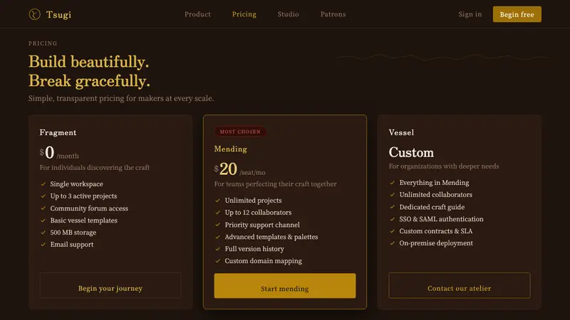 Kintsugi & Urushi Lacquer — Web · pricing