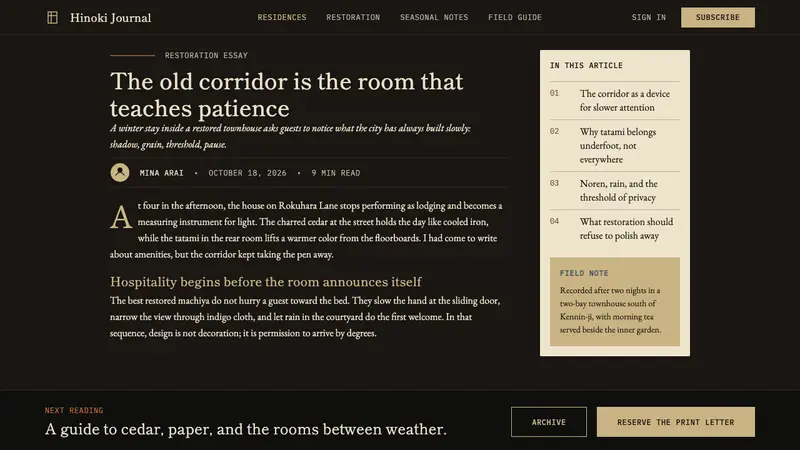 Kyoto Machiya Stay — Web · article